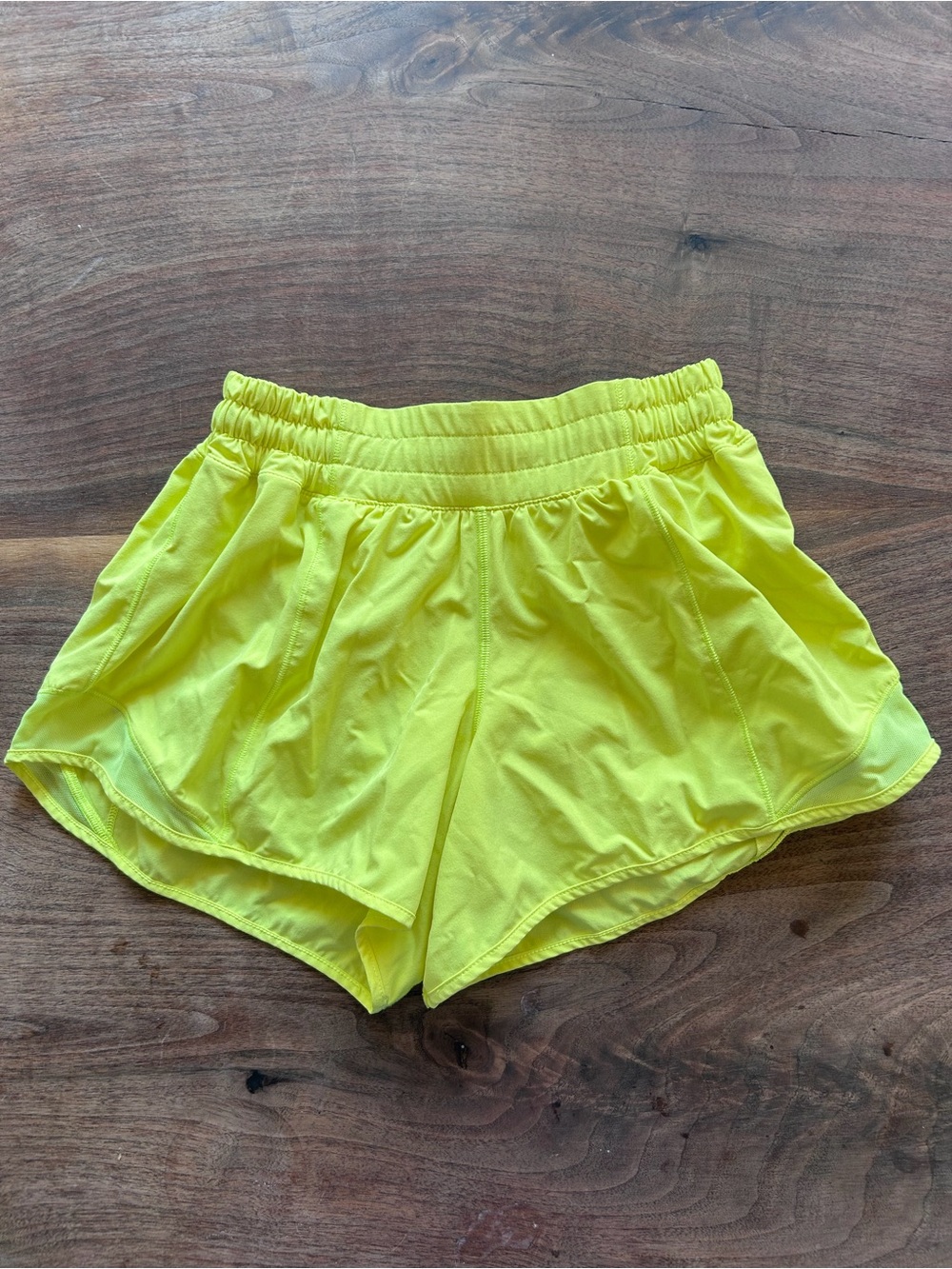 Lululemon hotty hot shorts 4”  neon yellow